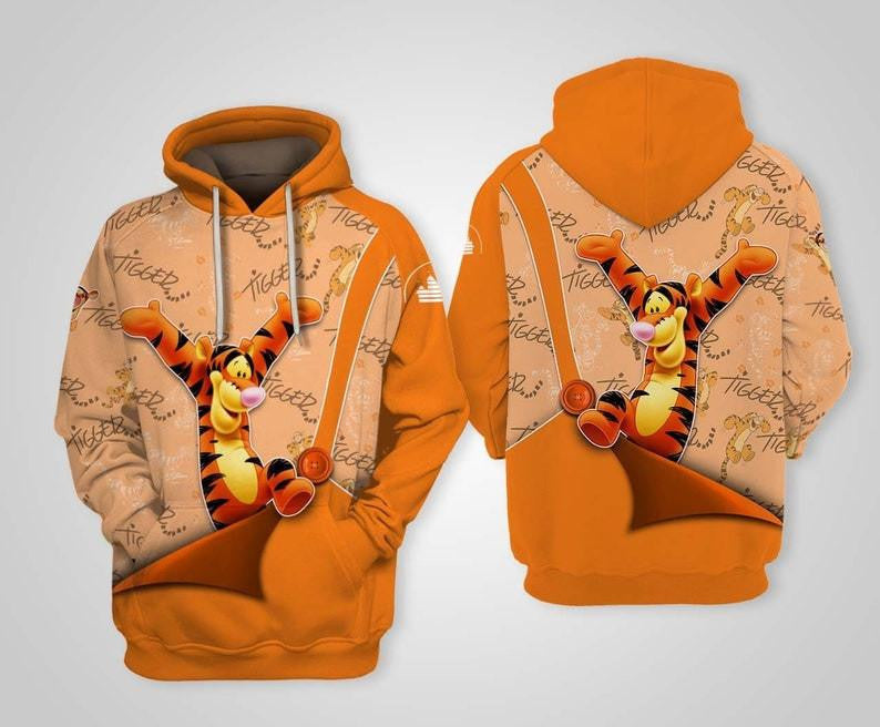 Disney Cartoon Fan Gift, Winnie-the-pooh Disney, Tigger Disney All Over Print Hoodie, Zip Hoodie