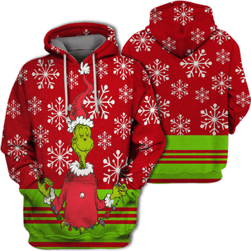 Christmas Grinch Snowflakes Red Green 3d Hoodie Zip Hoodie