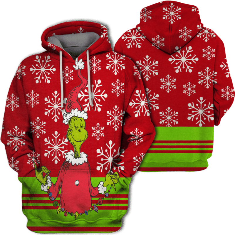 Christmas Grinch Snowflakes Red Green 3d Hoodie Zip Hoodie