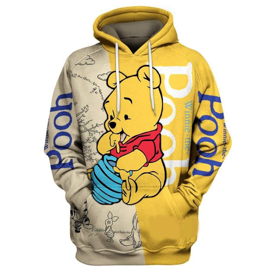 Adorable Winnie-the-pooh Eating Honey Art, Pooh Bear Disney All Over Print Hoodie