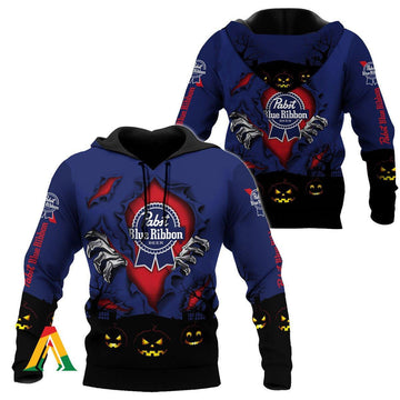 Scary Night Halloween Pabst Blue Ribbon Hoodie &amp; Zip Hoodie