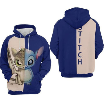 Stitch And Toothless Over Print 3d Hoodie Zip Hoodie