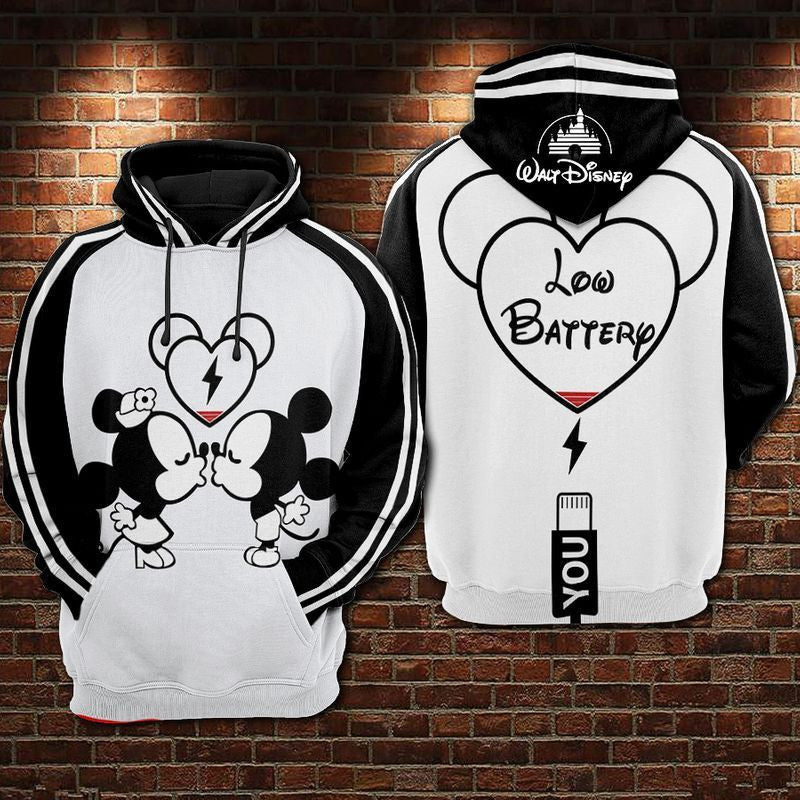Mickey And Minnie Kiss To Charge Battery Over Print 3d Hoodie Zip Hoodie