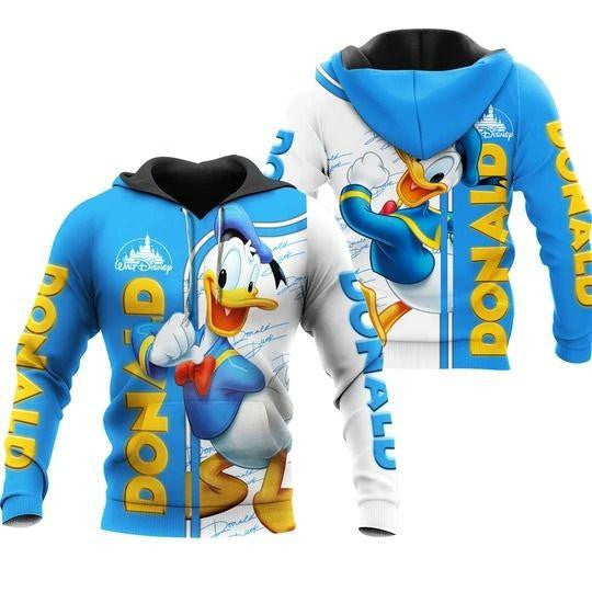 Disney Donald Duck Blue White Signature 3d Hoodie Zip Hoodie