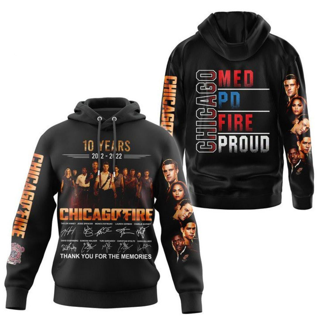 Chicago Fire Signature Fan Gift, Chicago Fire Happy Anniversary 10 Years 2012 2022 All Over Print Hoodie, Zip Hoodie