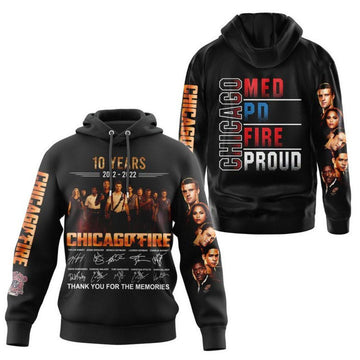 Chicago Fire Signature Fan Gift, Chicago Fire Happy Anniversary 10 Years 2012 2022 All Over Print Hoodie, Zip Hoodie