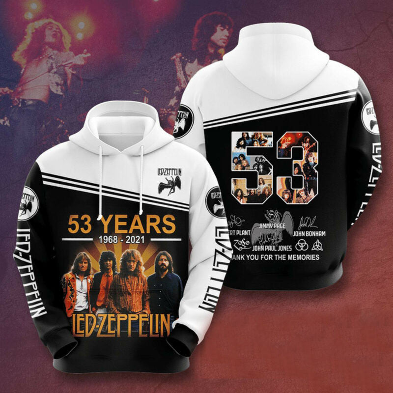 Led Zeppelin 53 Years 1968-2021 3d Hoodie