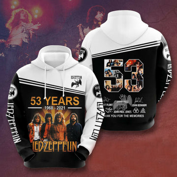 Led Zeppelin 53 Years 1968-2021 3d Hoodie