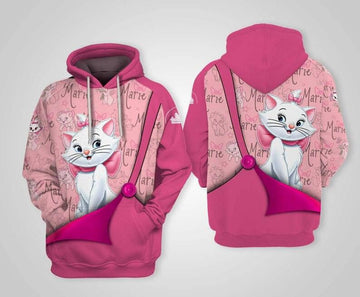 Disney Cartoon Fan Gift, Pink Marie Cat The Aristocats All Over Print Hoodie, Zip Hoodie