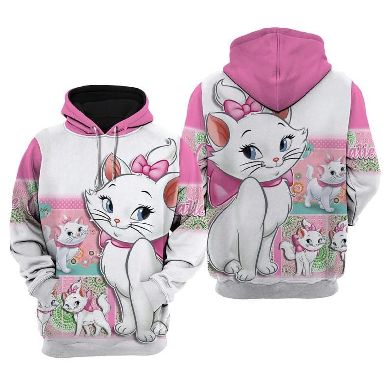 Disney Cartoon Fan Gift, Cute Marie Cat The Aristocats, Marie Cat Disney All Over Print Hoodie, Zip Hoodie