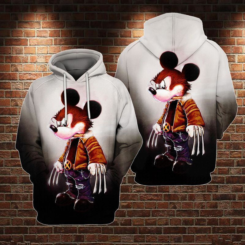 Wolverine Logan Marvel Mickey Disney Over Print 3d Hoodie Zip Hoodie