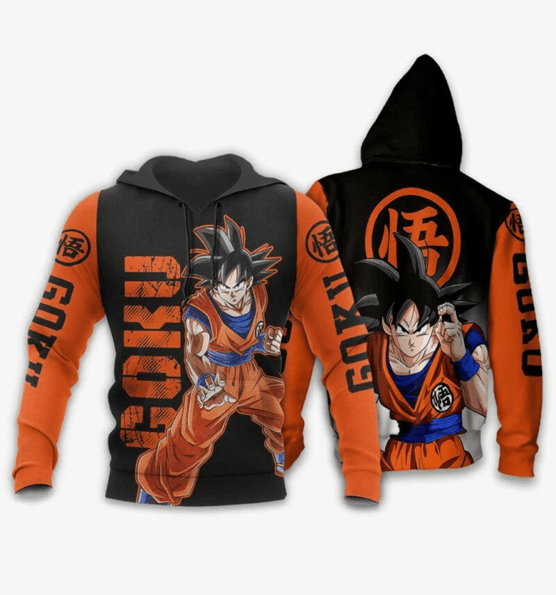 Goku Classic Black Orange Hoodie Goku Hoodie Apparel For Dragon Ball Fan 3d Hoodie Zip Hoodie