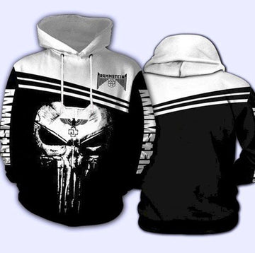 Skull Punisher Black Rammstein Logo 3d Hoodie