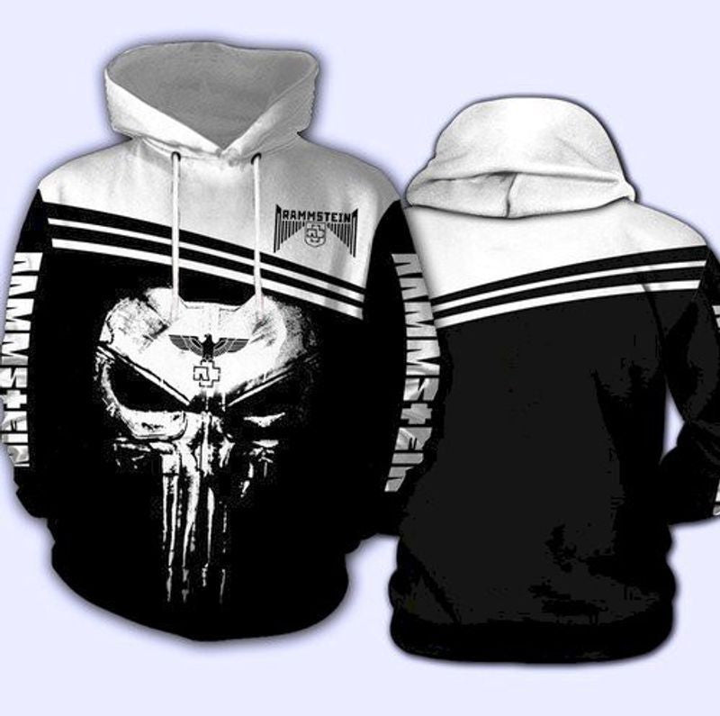Skull Punisher Black Rammstein Logo 3d Hoodie