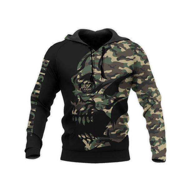 Camo Skull Busch Light Hoodie, Gift For Fan 3d All Over Print Shirt Hoodie