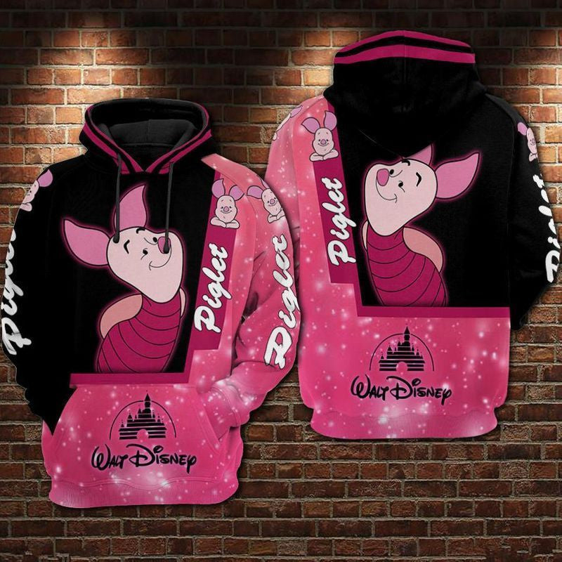 Piglet Disney Pink Galaxy Over Print 3d Hoodie Zip Hoodie