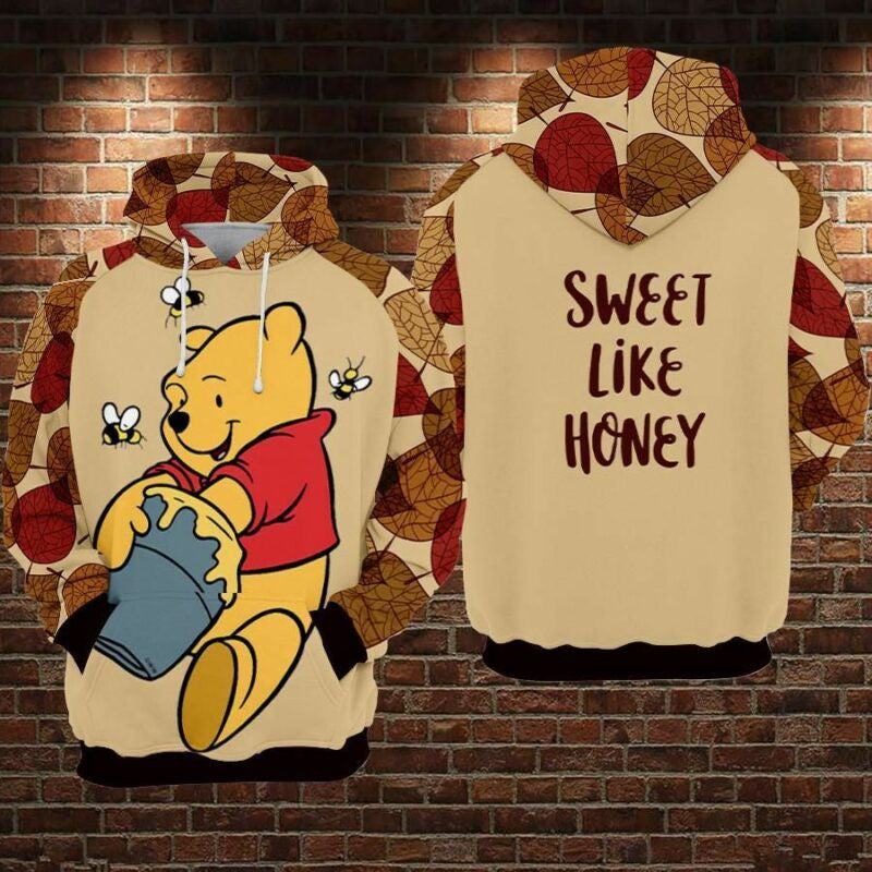 Winnie The Pooh Sweet Like Honey Over Print 3d Hoodie Zip Hoodie