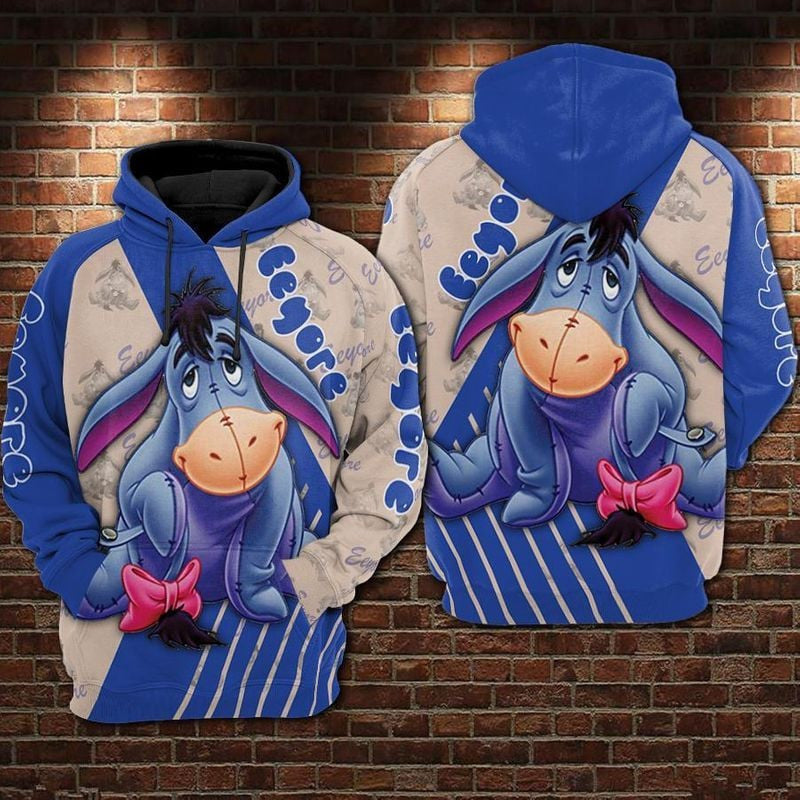 Eeyore Pattern Winnie The Pooh Disney Over Print 3d Hoodie Zip Hoodie