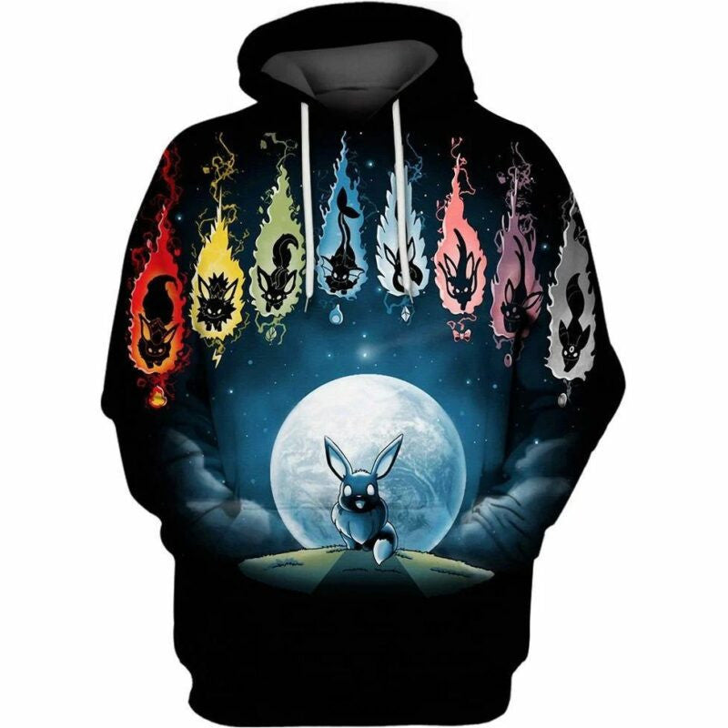 Evolutions Of Eevee Pokemon Over Print 3d Hoodie Zip Hoodie