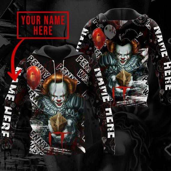 Custom Name Horror Movies Horror Characters It Pennywise Horror Halloween Gift All Over Print Hoodie