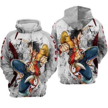One Piece Luffy Color Hoodie Zip Hoodie