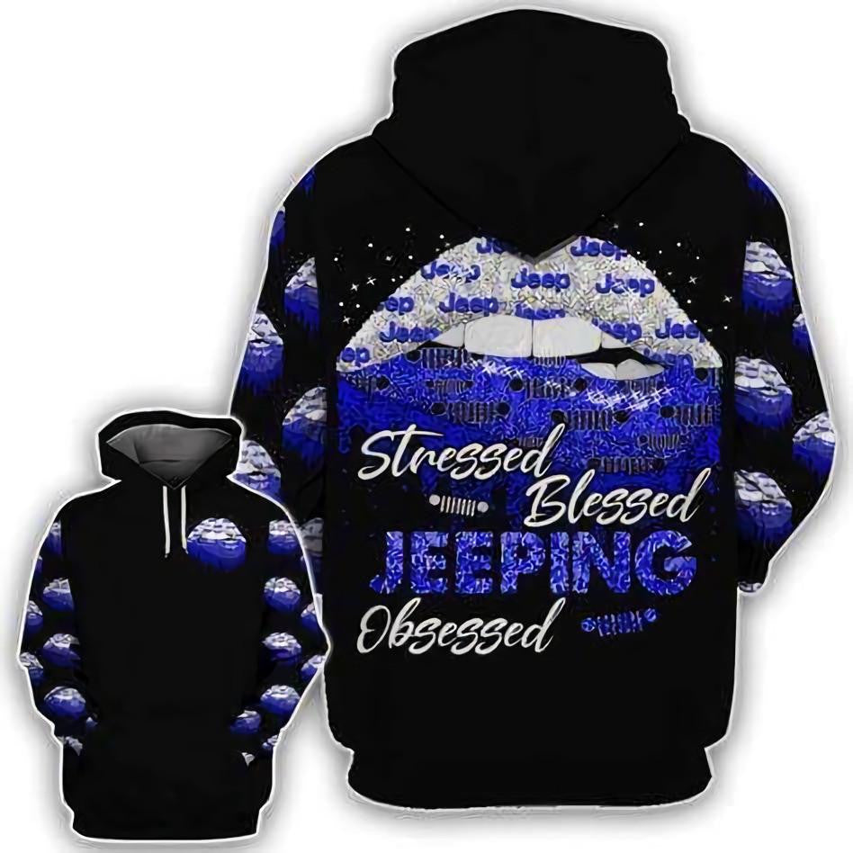 Jeep Love Gift, Jeep Jeeping Obsessed Lips All Over Print Hoodie, Zip Hoodie