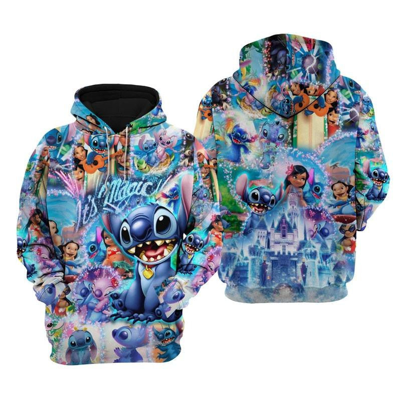 Lilo And Stitch Disney Fan Gift, Lilo And Stitch Best Friends, Ohana It's Magic All Over Print Hoodie, Zip Hoodie