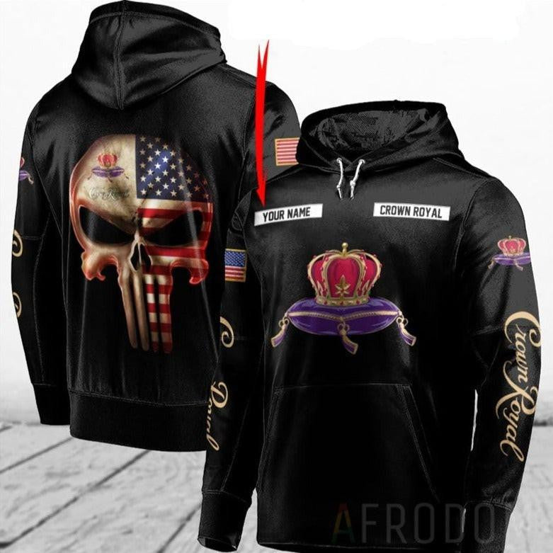 Custom Name Skull Crown Royal Hoodie, Gift For Fan 3d All Over Print Shirt Hoodie