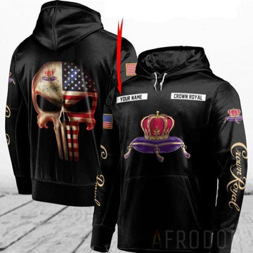 Custom Name Skull Crown Royal Hoodie, Gift For Fan 3d All Over Print Shirt Hoodie