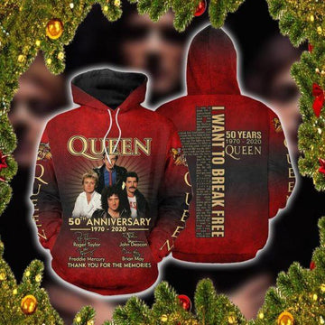 Queen 50th Anniversary Music Band 2k593 Lover Gift ,queen Music Band All Over Print 3d Hoodie