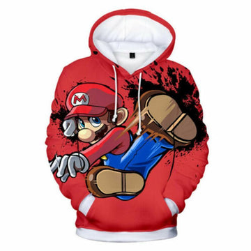 New Cartoon Super Mario Over Print 3d Hoodie Zip Hoodie