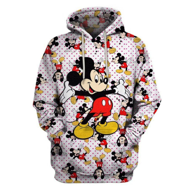 Disney Mickey Mouse Pattern Dots White 3d Hoodie Zip Hoodie