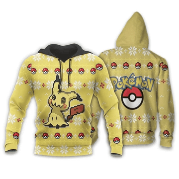 Pokemon Mimikyu Ugly Christmas Anime Manga For Men And Women 3d Hoodie Zip Hoodie