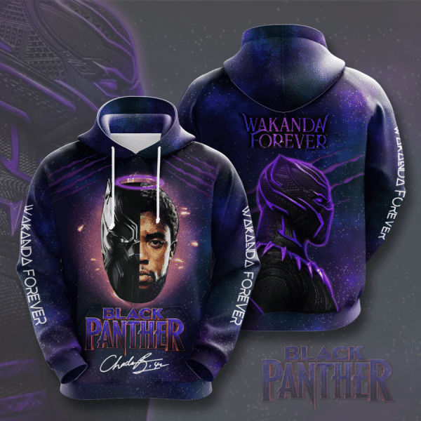 Black Panther Avengers Marvel Character Signature Design Gift For Fan Custom 3d Hoodie All Over Printed Hoodie