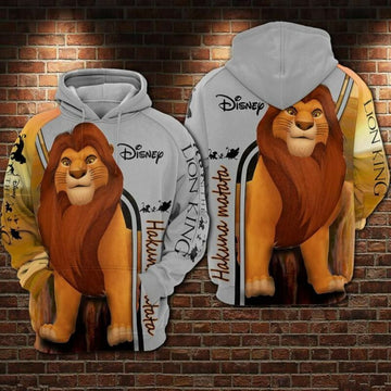 Simba Lion King Disney Hakuna Matata Over Print 3d Hoodie Zip Hoodie