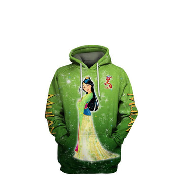 Disney Cartoon Mulan, Disney Princess Mulan All Over Print Hoodie