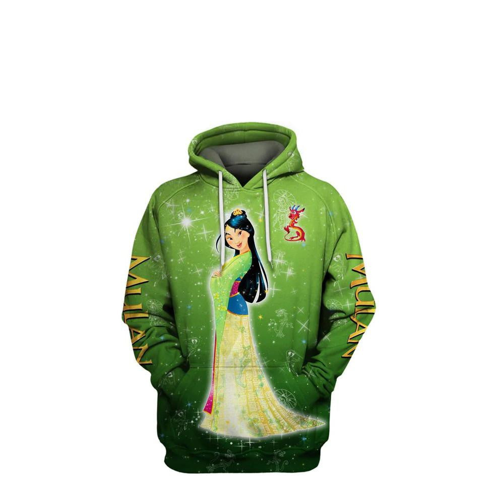 Disney Cartoon Mulan, Disney Princess Mulan All Over Print Hoodie