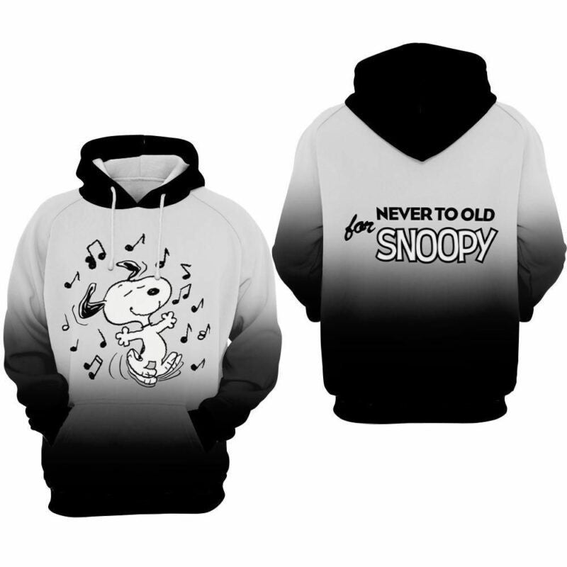 Never To Old For Snoopy Movie Peanuts Over Print 3d Hoodie Zip Hoodie