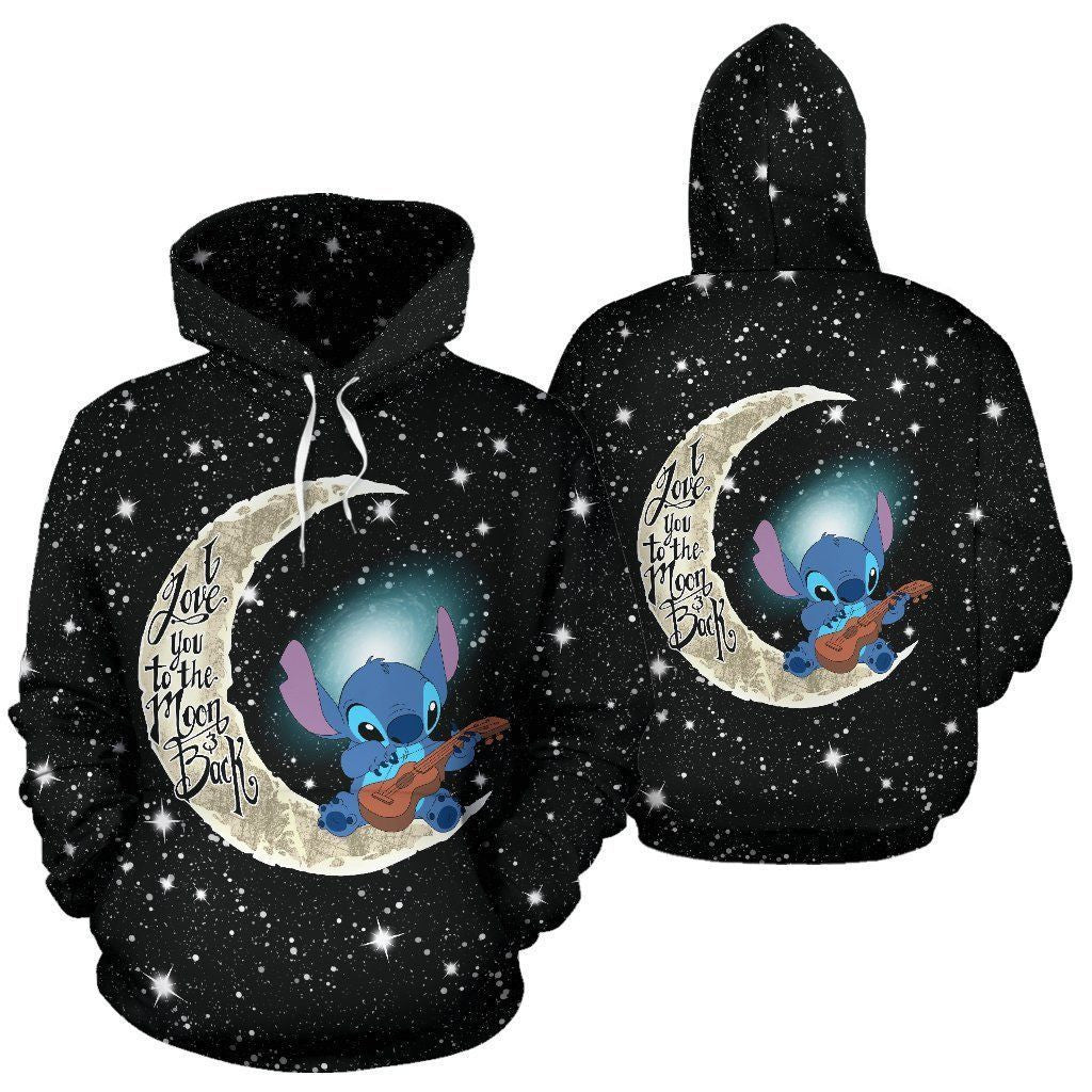 Cartoon Lilo And Stitch I Love You To The Moon And Back Over Print 3d Hoodie Zip Hoodie 1155