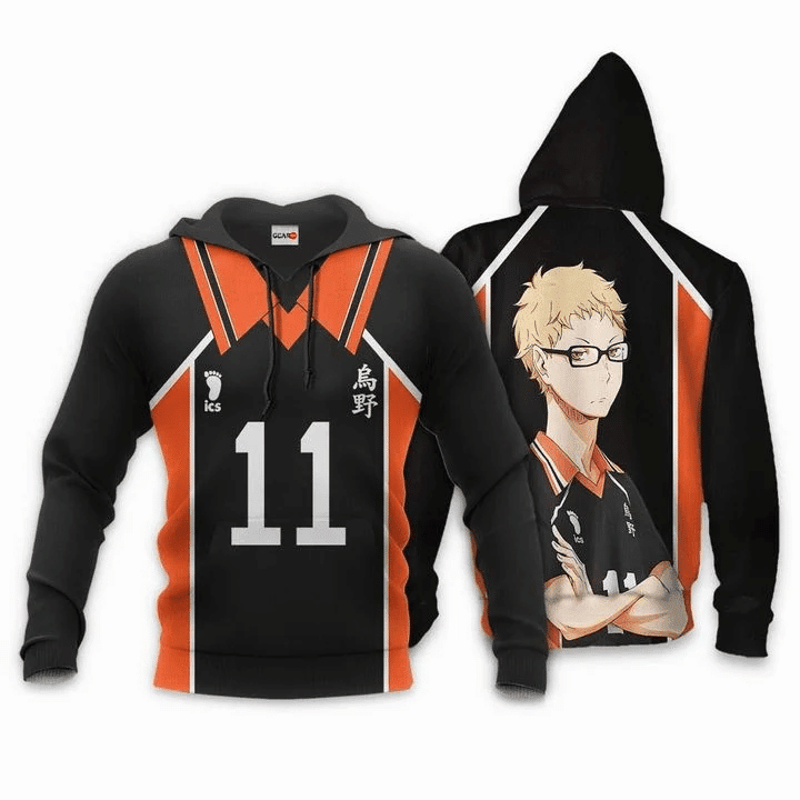 Kei Tsukishima Karasuno Anime Manga Haikyuu Number 11 For Men And Women 3d Hoodie Zip Hoodie