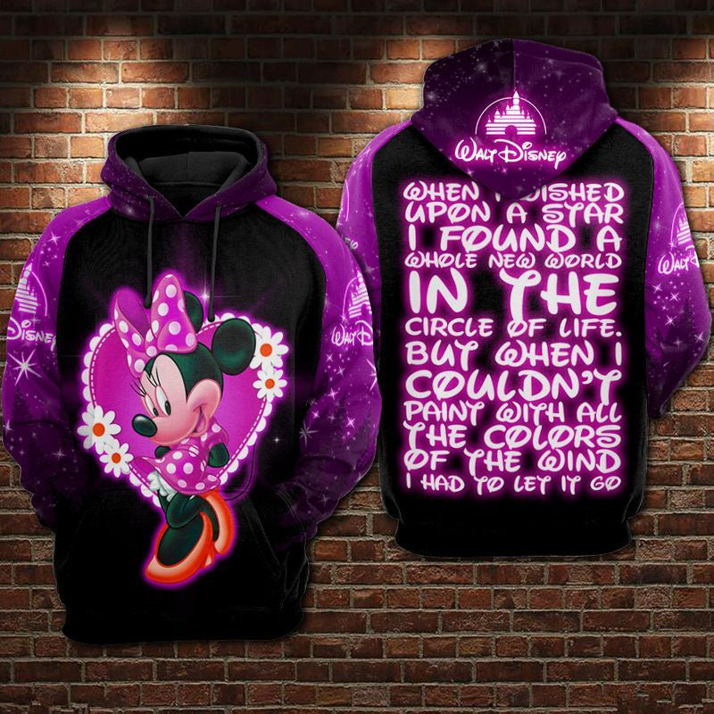 Disney Minnie When I Wish Upon A Star Quote Over Print 3d Hoodie Zip Hoodie 2