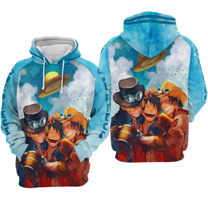 One Piece Ace Luffy Sabo Hoodie Zip Hoodie