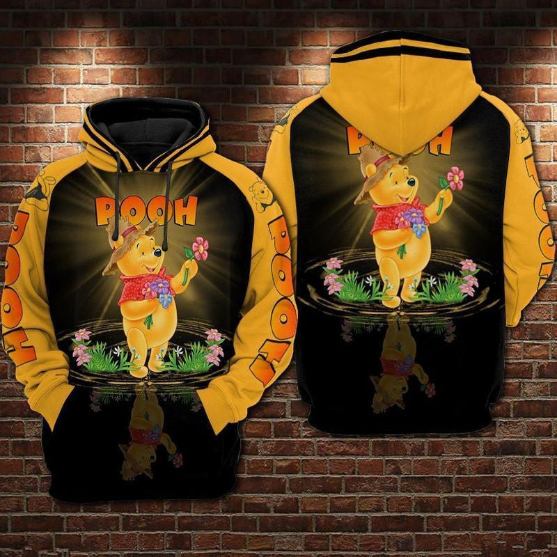 For Winnie The Pooh Lovers Water Reflection Effect Flower 3d Hoodie 3