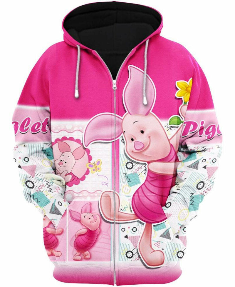 Piglet Disney Pink 3d Hoodie Zip Hoodie