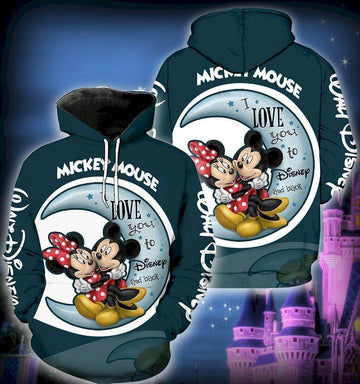 Mickey And Minnie Mouse Disney Love, I Love You To Disney And Back Aop Hoodie