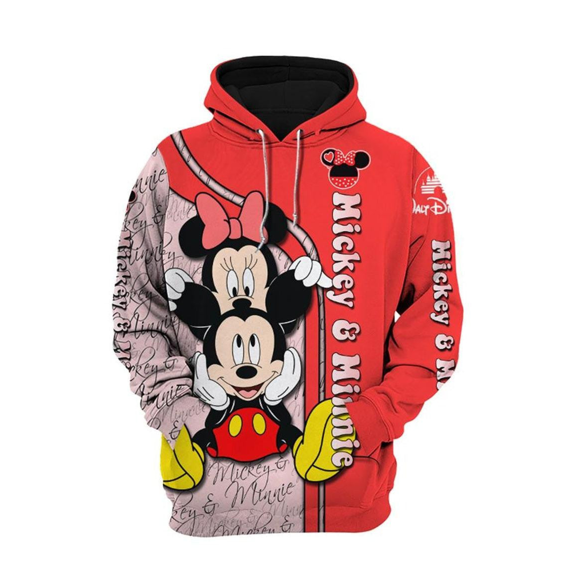 Mickey And Minnie Fan Gift, Mickey And Minnie Gift, Stylist Unisex Cartoon Graphic Outfits Aop Hoodie, Zip Hoodie