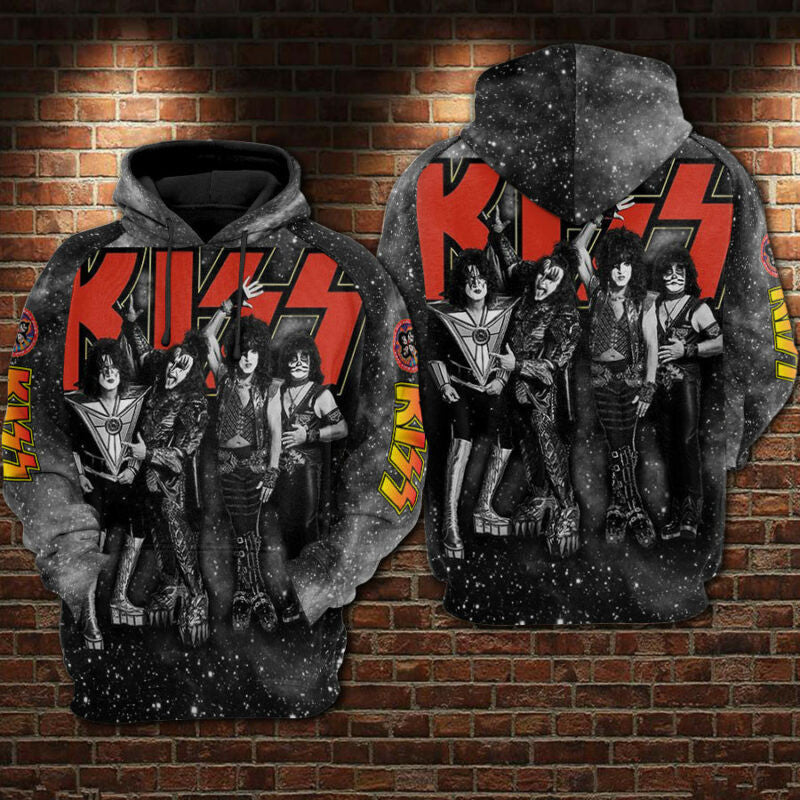 Kiss Galaxy Black Hoodie Zip Hoodie