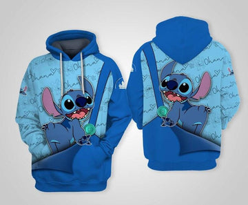 Disney Cartoon Fan Gift, Lilo And Stitch Disney, Cute Stitch Ohana Disney All Over Print Hoodie, Zip Hoodie