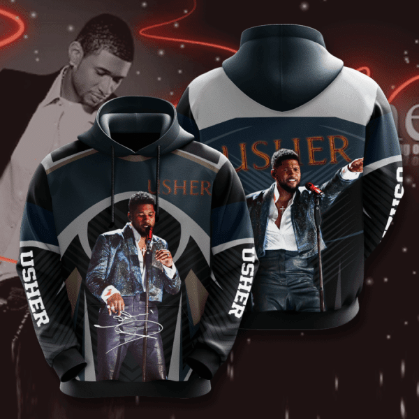 Usher Signature Design Gift For Fan Custom 3d Hoodie All Over Printed Hoodie