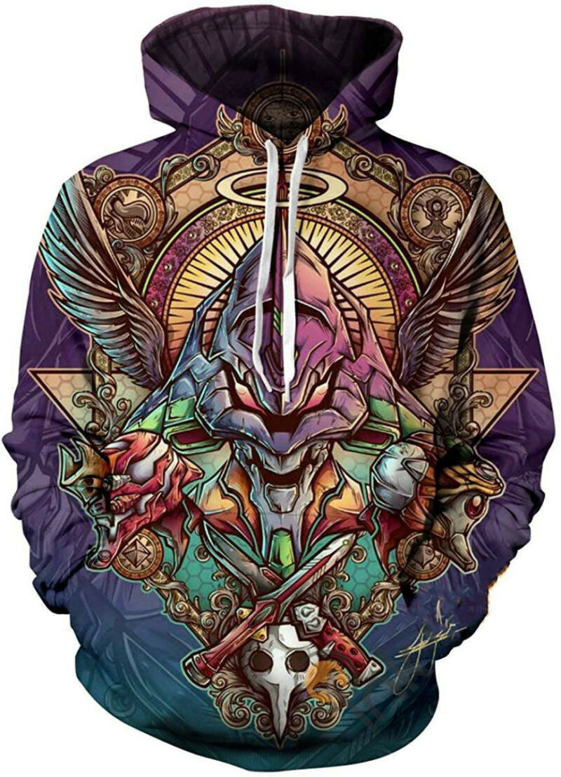 Evangelion Print Cosplay With Front Pocket Sku157 Hoodie 3d